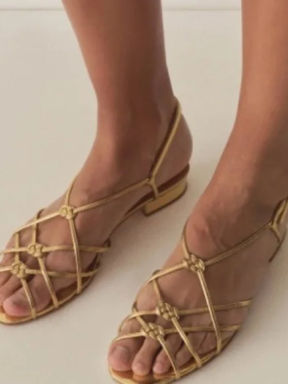 Doen Gold Strappy Knot Sandals - Picture 2 of 4